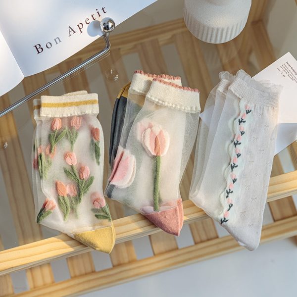 Sheer Floral Socks